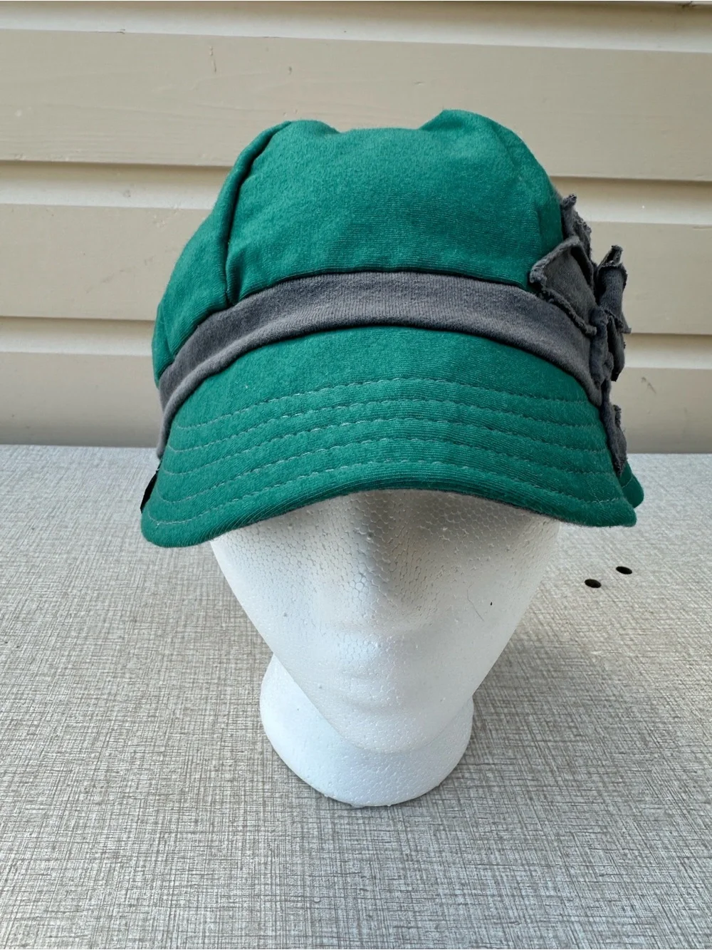 Green & Gray organic cotton blend stretch cap baseball hat